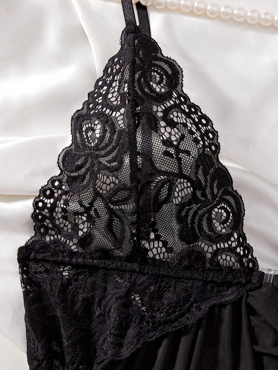 Seductive Lace Lingerie Nightdress With Panties Erotic Pajama Set Sexy Sleepwear Nightwear For Women Honeymoon Anniversary Gift