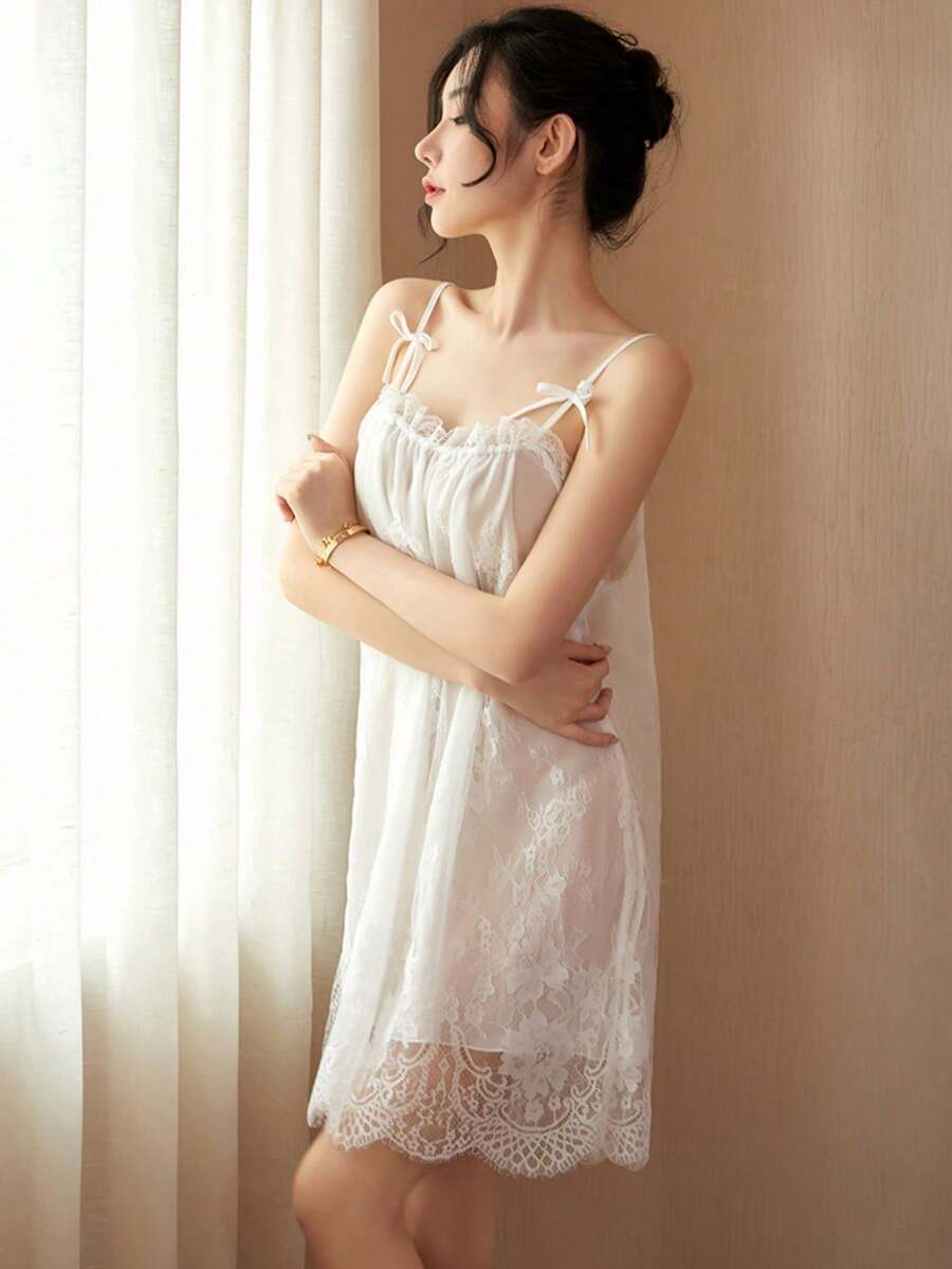 Sexy Lace Suspender Pajama Set With Panties Erotic Sleepwear For Women Seductive Nightwear Lingerie Home Clothes Honeymoon Gift