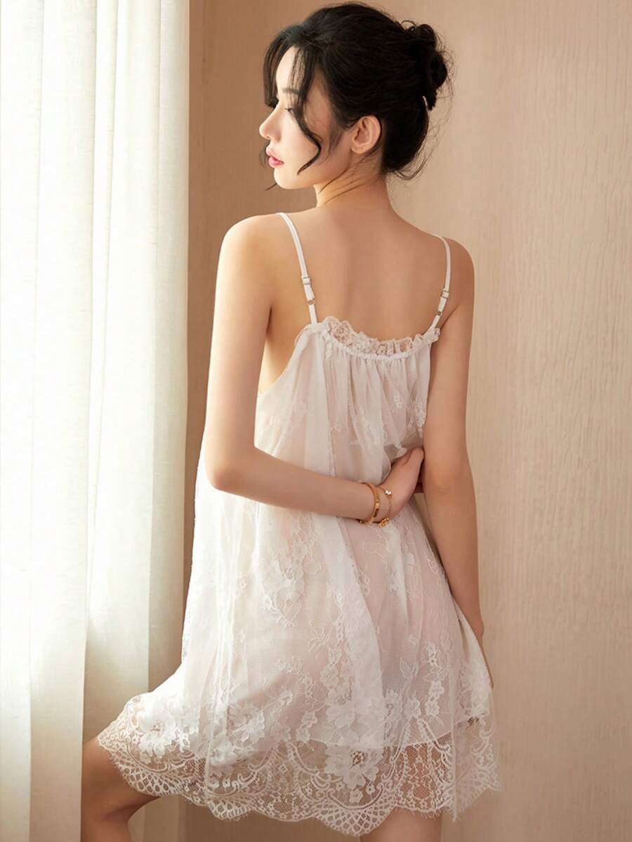 Sexy Lace Suspender Pajama Set With Panties Erotic Sleepwear For Women Seductive Nightwear Lingerie Home Clothes Honeymoon Gift
