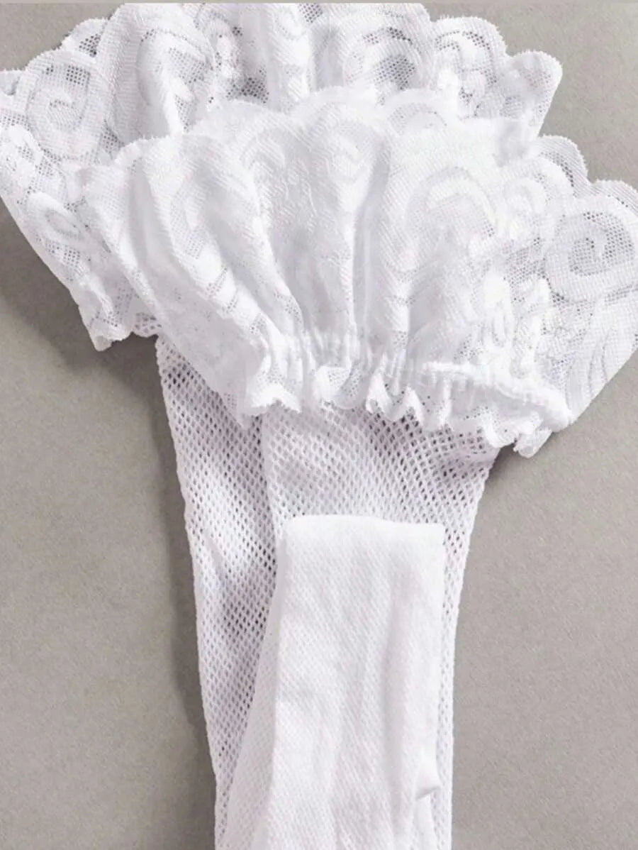 5pcs Women's College Style Cosplay Lingerie Set with Lace Splicing, Includes Sexy Cute Bra, Skirt, and Accessories, Perfect Dating Outfit or Valentine's Day Gift, Flirty and Cozy Intimate Wear for Girls