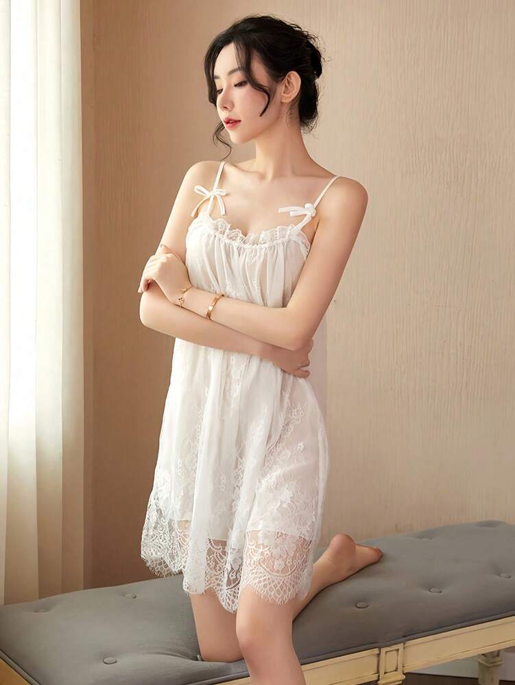 Sexy Lace Suspender Pajama Set With Panties Erotic Sleepwear For Women Seductive Nightwear Lingerie Home Clothes Honeymoon Gift