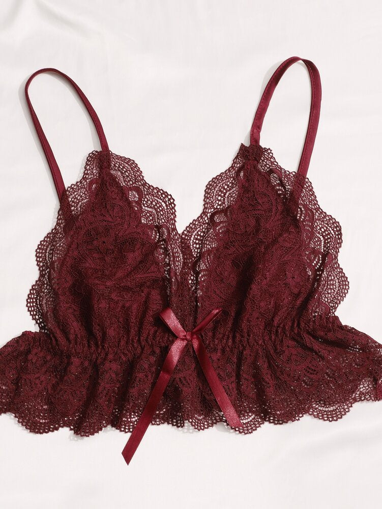 Contrast Lace Bow Detail Cami Pajama Set Adjustable Straps Sexy Sleepwear Nightwear For Women Comfortable Loungewear Night Outfit