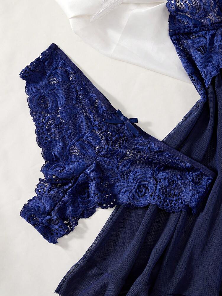 Seductive Lace Lingerie Nightdress With Panties Erotic Pajama Set Sexy Sleepwear Nightwear For Women Honeymoon Anniversary Gift