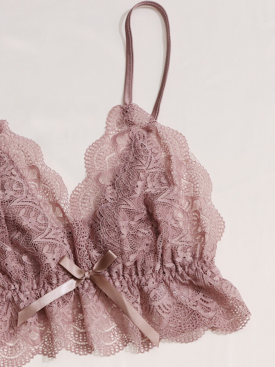 Contrast Lace Bow Detail Cami Pajama Set Adjustable Straps Sexy Sleepwear Nightwear For Women Comfortable Loungewear Night Outfit