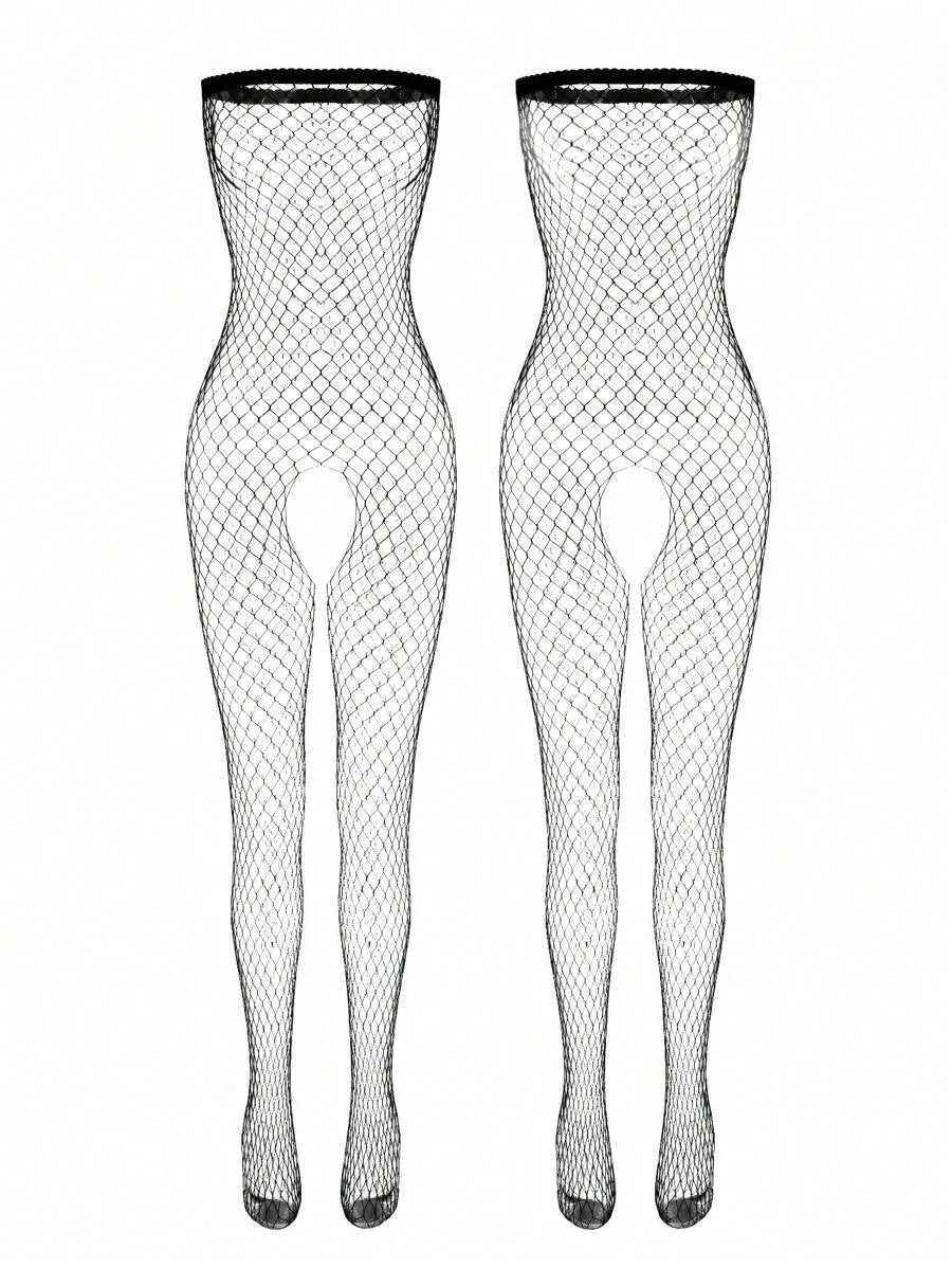 Sexy Lingerie Jumpsuit, Open Crotch Exposed Breast Bra Mesh Suit, Women's Jumpsuit And Sexy Lingerie Set