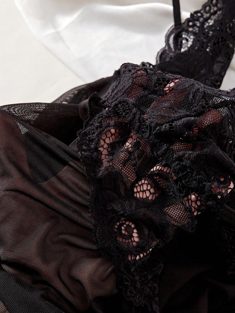 Seductive Lace Lingerie Nightdress With Panties Erotic Pajama Set Sexy Sleepwear Nightwear For Women Honeymoon Anniversary Gift